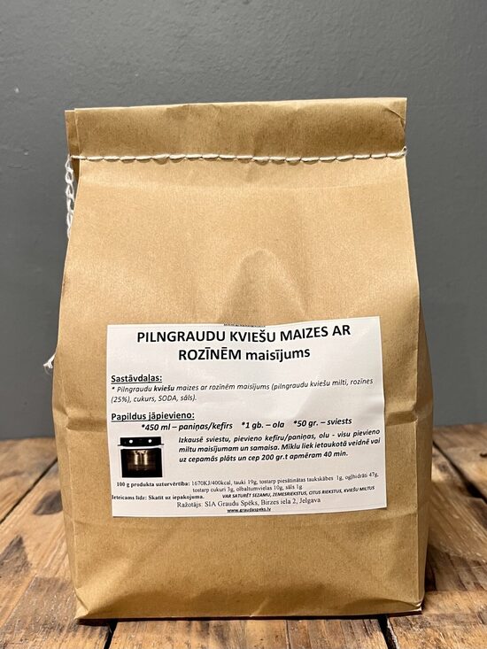 Pilngraudu KVEŠU maizes ar rozīnēm un sodu maisījums